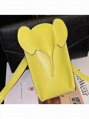 Loewe Elephant Leather Phone Holder/Mini Bag Yellow  2021 Collection