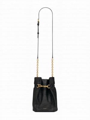 Saint Laurent Le Maillon Hook Bucket Bag In Supple Leather Black