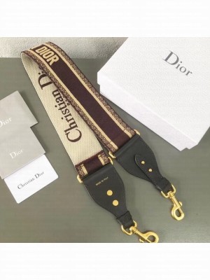 Christian Dior Embroidered Canvas Shoulder Strap Burgundy