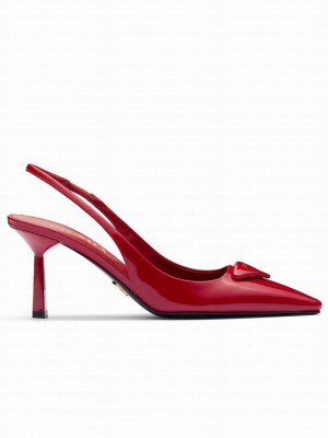Prada Women's Brushed Leather Slingback Pumps 1I901M Red