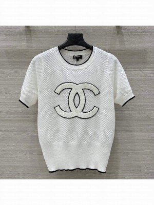 Chanel Knit Top with Maxi CC White 2025