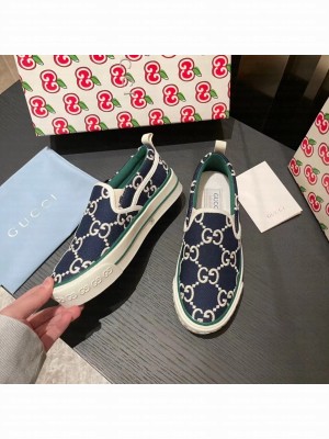 Gucci 1977 Slide On Sneakers Spring/Summer 2021 Collection, Navy Blue