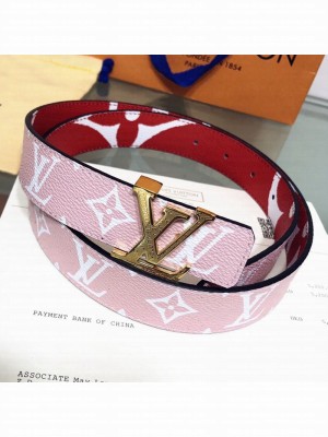 Louis Vuitton Giant Monogram LV Iconic 30mm Reversible Belt M0151U Red/Pink/Gold 2019 Collection