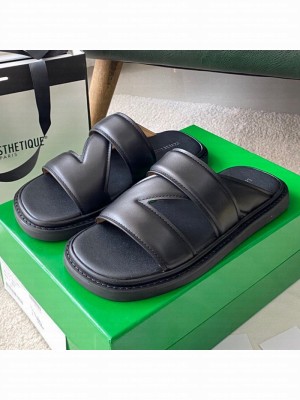 Bottega Veneta Band Cross Flat Sandals Black  2021 Collection