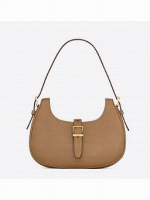 Yves Saint Laurent LE FERMOIR HOBO BAG IN SHINY LEATHER 6726152 BROWN GOLD
