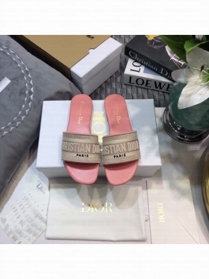 Dior Dway Slide Pink Embroidered Cotton 2023 Collection 08