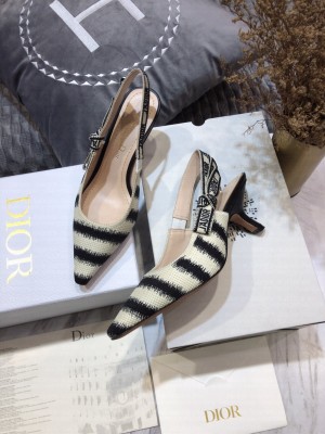 Dior J'Adior Slingback Pumps 6.5cm in Blue D-Stripes Embroidery 2021 Collection 