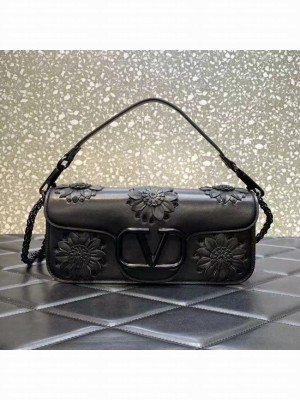 VALENTINO FLORAL TRIM LOCO BAG WB0K30P BLACK