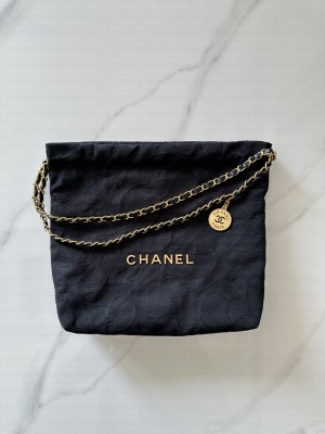 Chanel 22 Shopping Bag AS3261 in Camellia Velvet Black 2023
