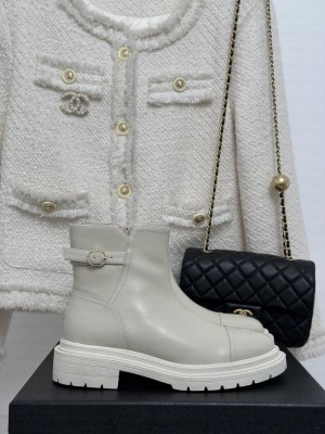 Chanel Calfskin 3.5cm Ankle Boots 2023 White