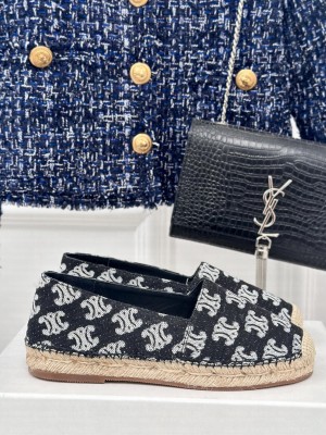 LES ESPADRILLES CELINE IN TRIOMPHE STAMPED DENIM BLACK