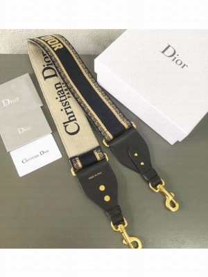 Christian Dior Embroidered Canvas Shoulder Strap Blue