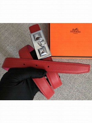 Hermes Width 2.5cm Collier De Chien Buckle Belt Red/Silver