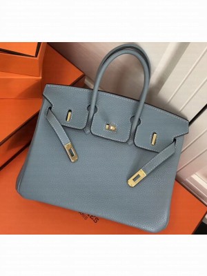 Hermes Birkin 25cm Bag Baby Blue in Togo Leather With Gold Hardware