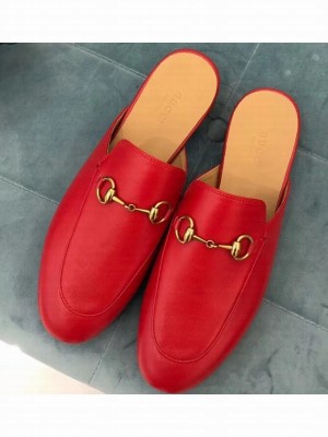 Gucci Women's Princetown Horsebit Slipper Leather Red
