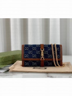 Gucci Jackie 1961 chain wallet denim 652681 blue