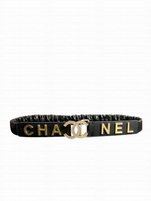Chanel Stretch Sheepskin Leather Belt Black