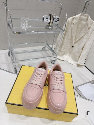 Fendi Fashion Show Low-top Platform Sneakers 7cm in Pink Brushed Leather