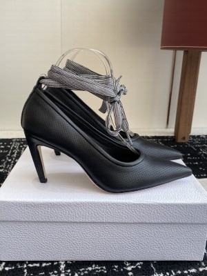 Dior D-Journey Lace-Up 6.5cm Pumps in Perforated Supple Lambskin with Lace Black