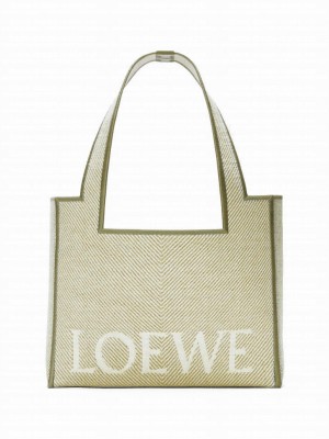 Loewe Small Font Tote In Jacquard Canvas Gray
