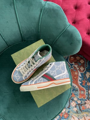 Gucci Unisex Tennis 1977 GG Multicolor high-top Sky Blue Sneaker 2021 Collection