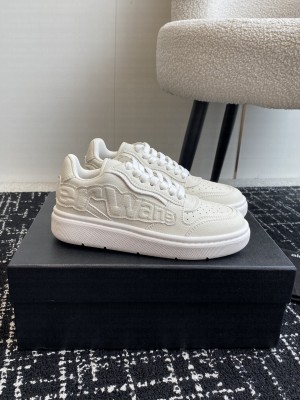 Alexander Wang Unisex puff pebble leather sneaker with logo White