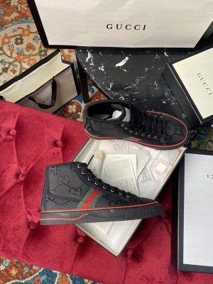 Gucci Unisex Tennis 1977 GG Multicolor high-top Sneaker Black 2021 Collection