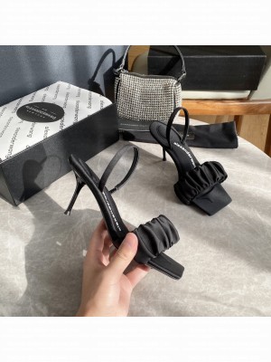 Alexander Wang julie scrunchie slingback heel 7.5cm in satin Black 2022 Collection