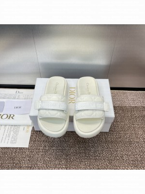 Dioriviera Dio(r)evolution Slide Deep White Quilted Cannage Leather-Effect Fabric