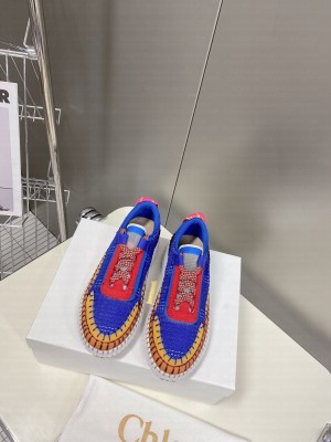 Chloe Nama embroidered suede and recycled mesh sneakers Pink 2022 Collection