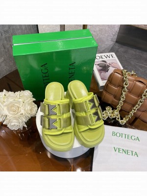 Bottega Veneta Flash Padded Fabric 8cm Mule with Buckle Yellow 2022 Collection
