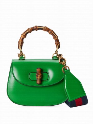 Gucci Mini Top Handle Bag With Bamboo 686864 Green
