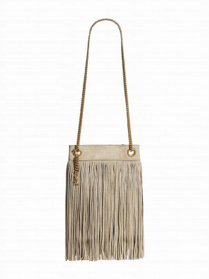 Saint Laurent Grace Small Chain Bag In Suede Light Gray
