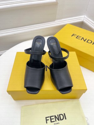 FENDI FIRST 85mm Black leather high-heeled sandals 2022 Collection