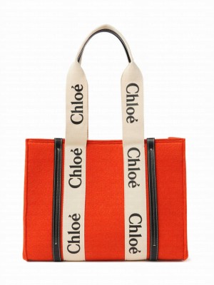 Chloe Medium Woody Tote Bag Orange