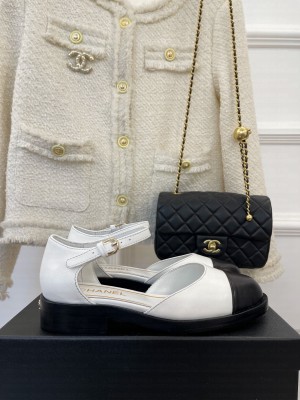 Chanel Women's Mary Janes Lambskin 3cm Flat Sandals 2023 Collection White