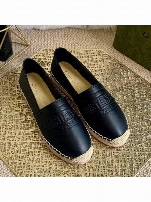 Dior Granville Espadrilles in Black Embossed Lambskin Spring/Summer 2021 Collection