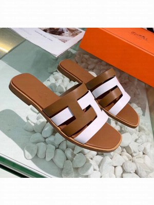 Hermes Calfskin Amore Sandal Brown/White 2020 Collection