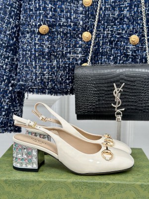 Gucci Horsebit 6.5cm With crystals Slingback Pump 2024 Cream