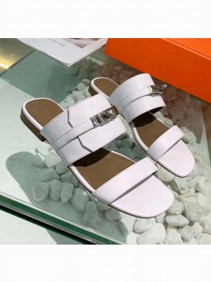 Hermes Calfskin Avenue Sandal White 2020 Collection