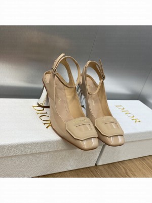 Dior Day Pumps in Patent Leather with Silver Heel 8.5cm Beige 2023