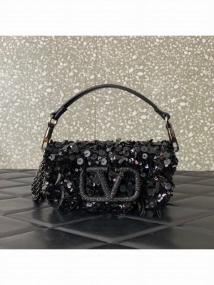 VALENTINO V-logo MINI LOCO sequin and leather bag WA0K53-2