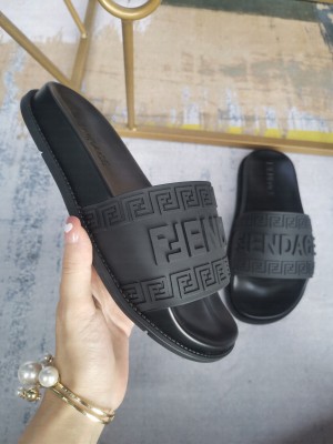 Versace x Fendi Unisex Fendace Flat Slide Sandals Black 2022 Collection 09