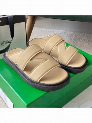 Bottega Veneta Band Cross Flat Sandals Apricot  2021 Collection
