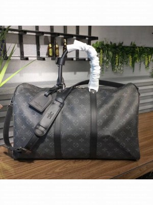 Louis Vuitton Keepall 45 Bandouliere Duffle Bag Monogram Eclipse Canvas Fall/Winter 2017 Collection M40569, Noir Eclipse