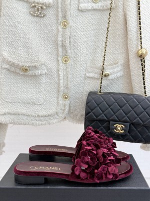 Chanel mules suede Kidskin & Strass Burgundy G46231 2025