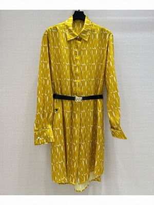 Christian Dior Women's Miss Dior Allover Pattern Dress Yellow