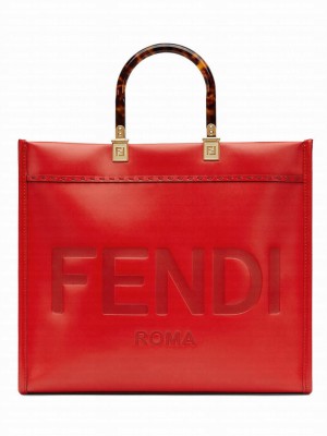 Fendi Sunshine Medium Leather Shopper 8BH386 Red