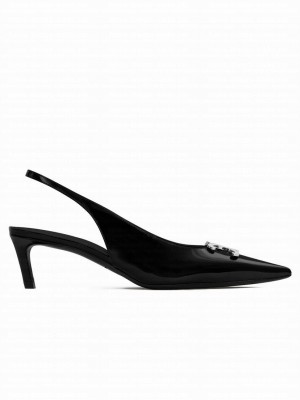 Celine Women's Alma Triomphe Slingback In Glossy Calfskin Black
