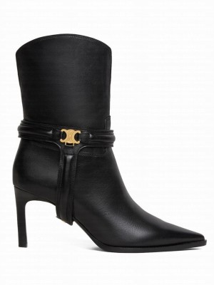 Celine Women's Verneuil Triomphe Harness Low Boot In Calfskin Black